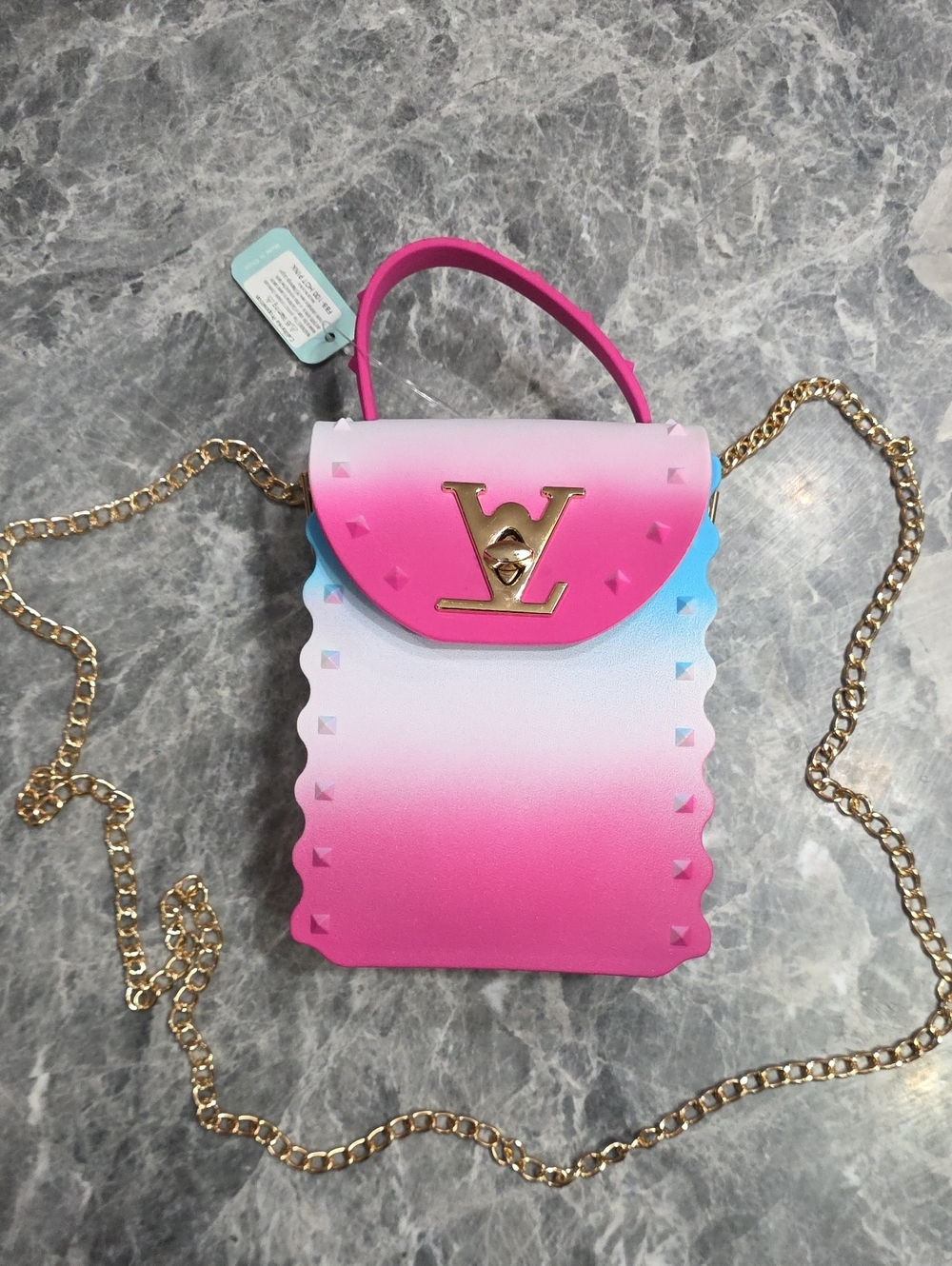 Inspire Pink Ombre Mini Bag with Gold Chain Accent